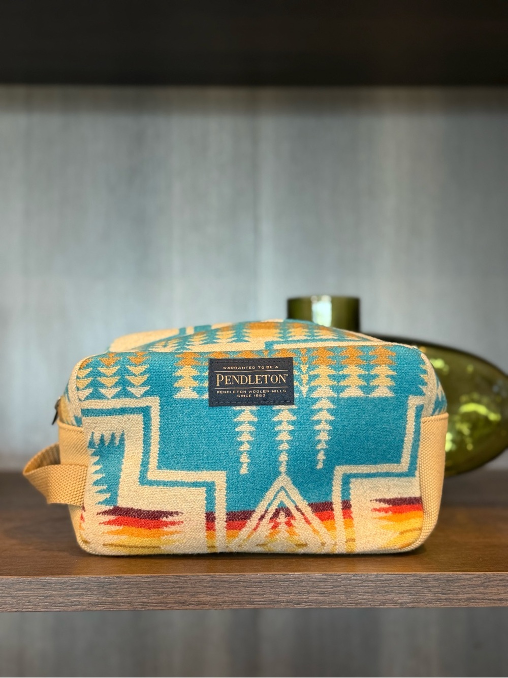 Pendleton Teal, Beige & Red Geometric Toiletry Bag